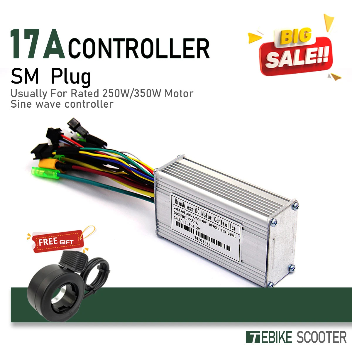 E-bike 3 Mode Sinewave Controller 17A 26A 30A 40A with Display 24V/36V/48V