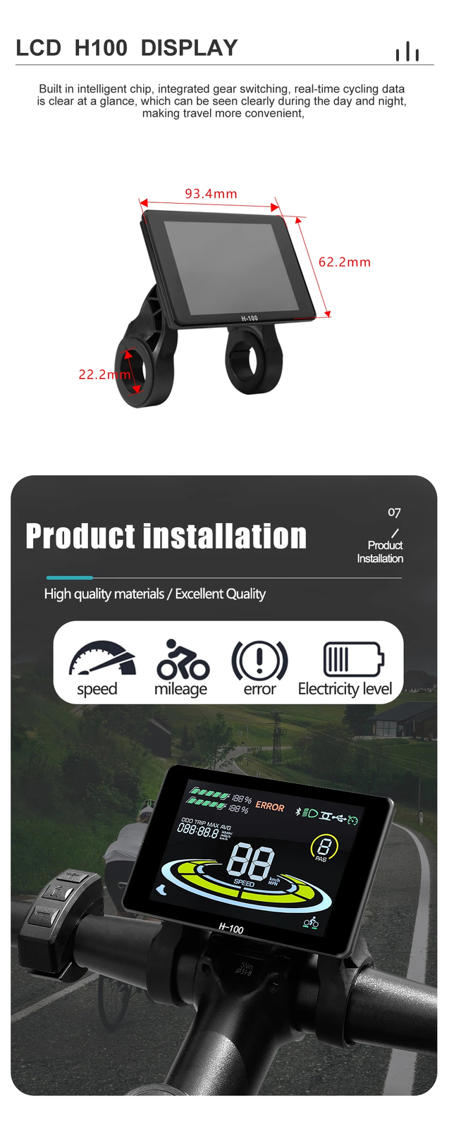 60A Sine Wave Controller 48V 52V 60V 72V with Lock Light Ebike Conversion Kit