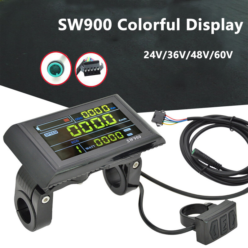 24V/36V/48V/60V E-Bike SW900 Colorful LCD Display Panel SM & Waterproof Plug