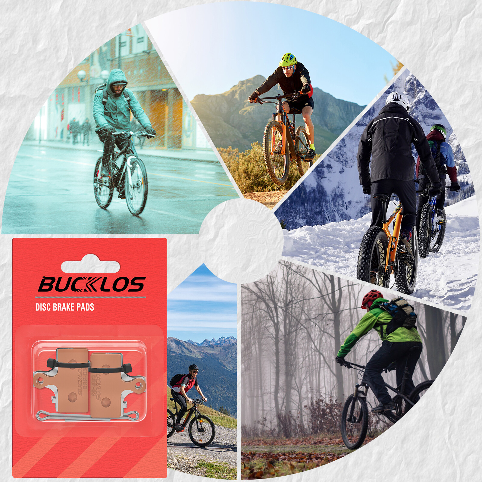 BUCKLOS BRP-03 Disc Brake Pad Resin Sintered-metal Ceramic MTB for Shimano G01S
