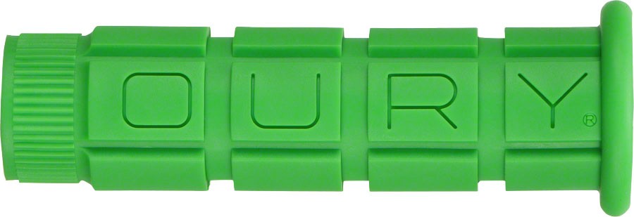 Oury Single Compound Handlebar Grips Green Flangeless No Lock 114mm