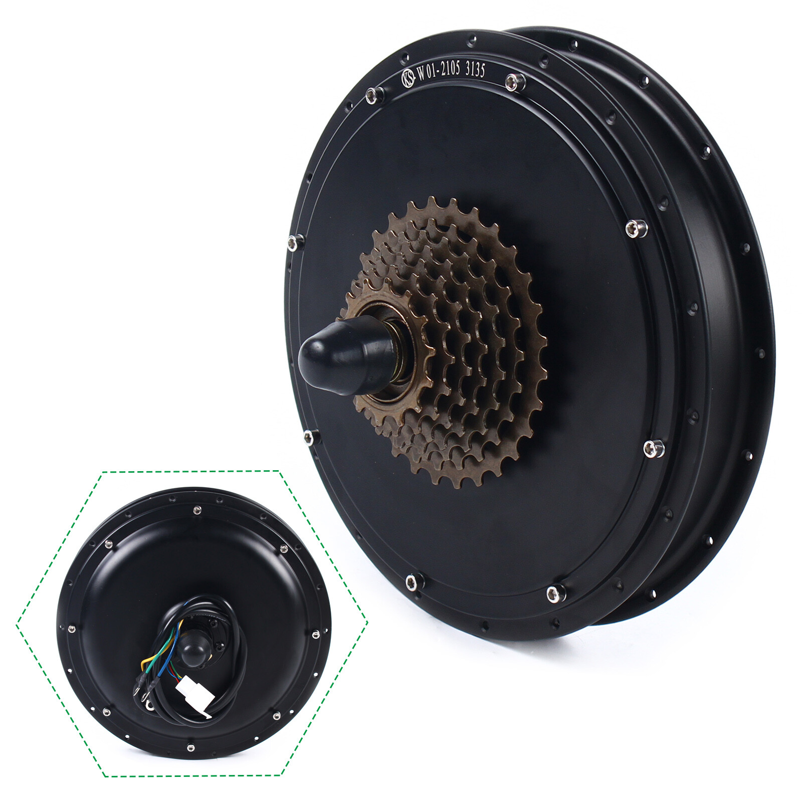 1500W 48V Electric Bicycle Ebike Rear Wheel Brushless Gearless Hub Motor 500 RPM