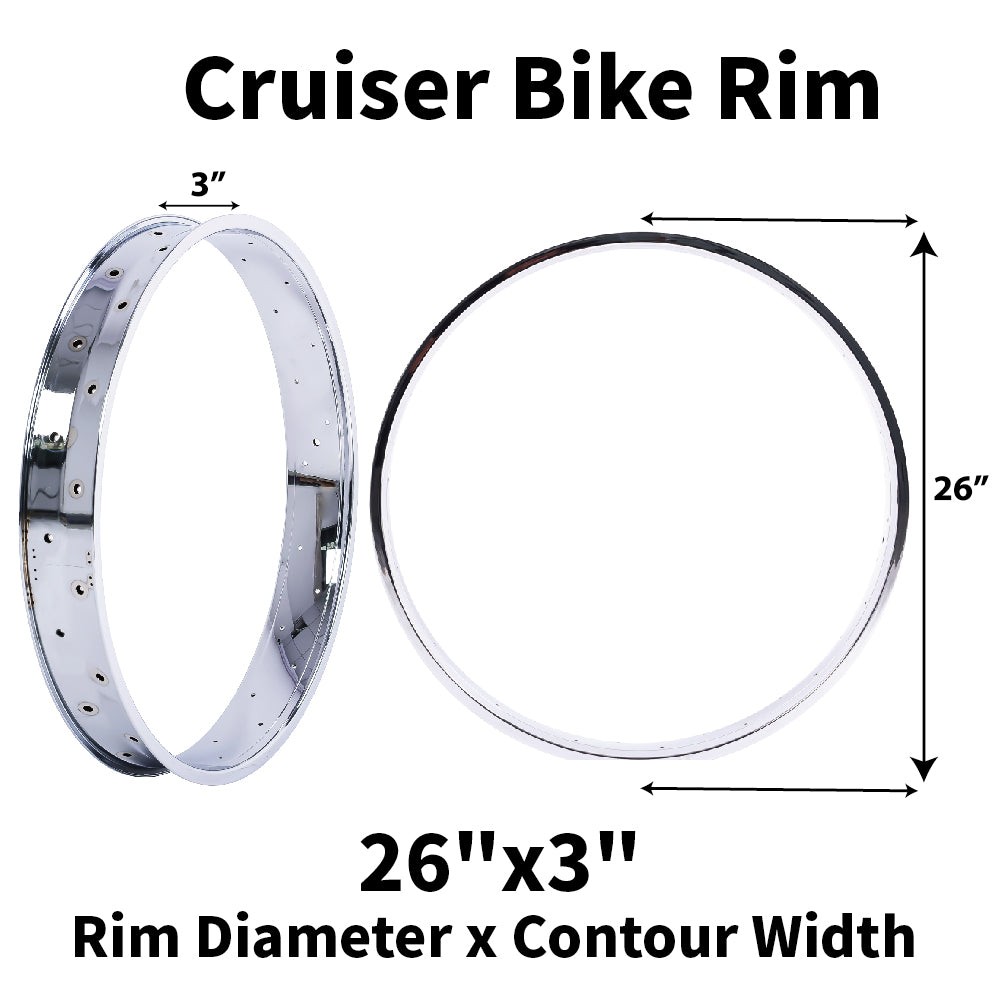 Tracer 26″*13G*36H Double Layer Bike Rim Mirror Chrome for 3.0, 4.0 Fat Tire