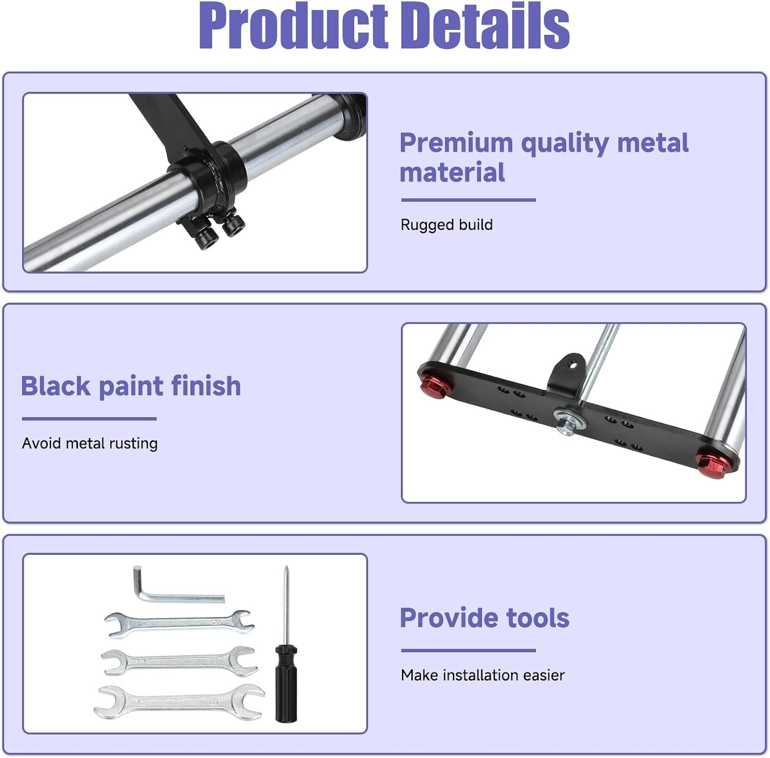 Mini Bike Front Fork Suspension Kit – Heavy Duty Steel, Black, Superior Comfort