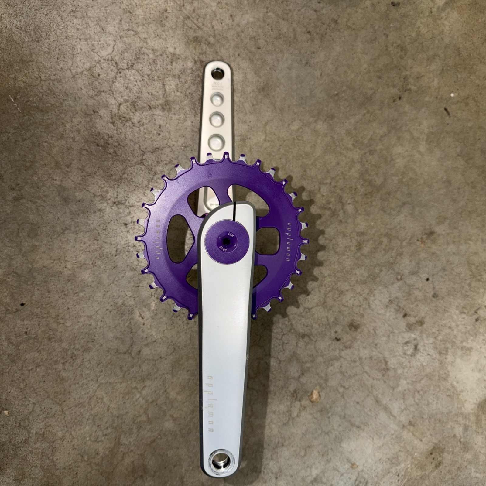 Appleman 2XR Cranks 160 MTN, 30mm spindle Purple And Silver With Cane Creek BB