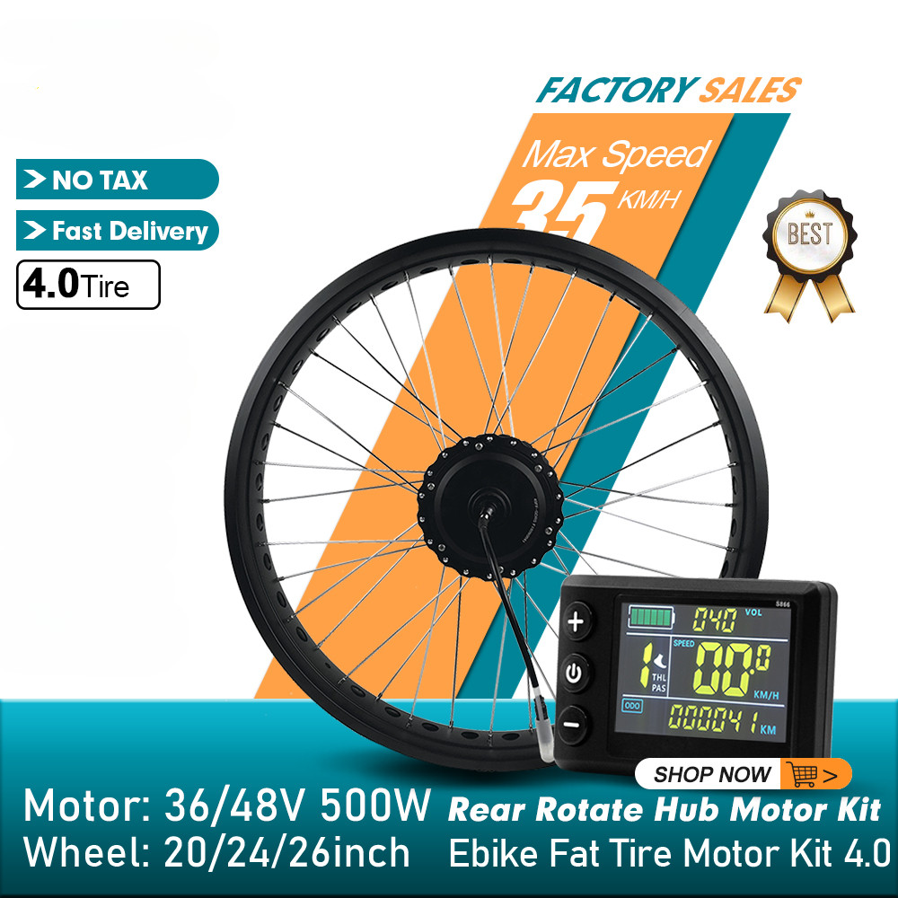 Snow E-bike Conversion Kit 36V 48V 500W Rear Rotate Hub Motor Wheel 20 24 26inch