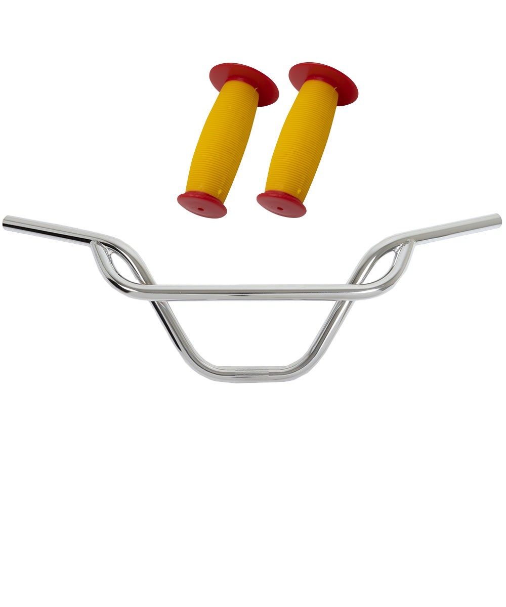 PRO+ 325 Chrome Handlebar & Yellow/Red Mushroom Grips
