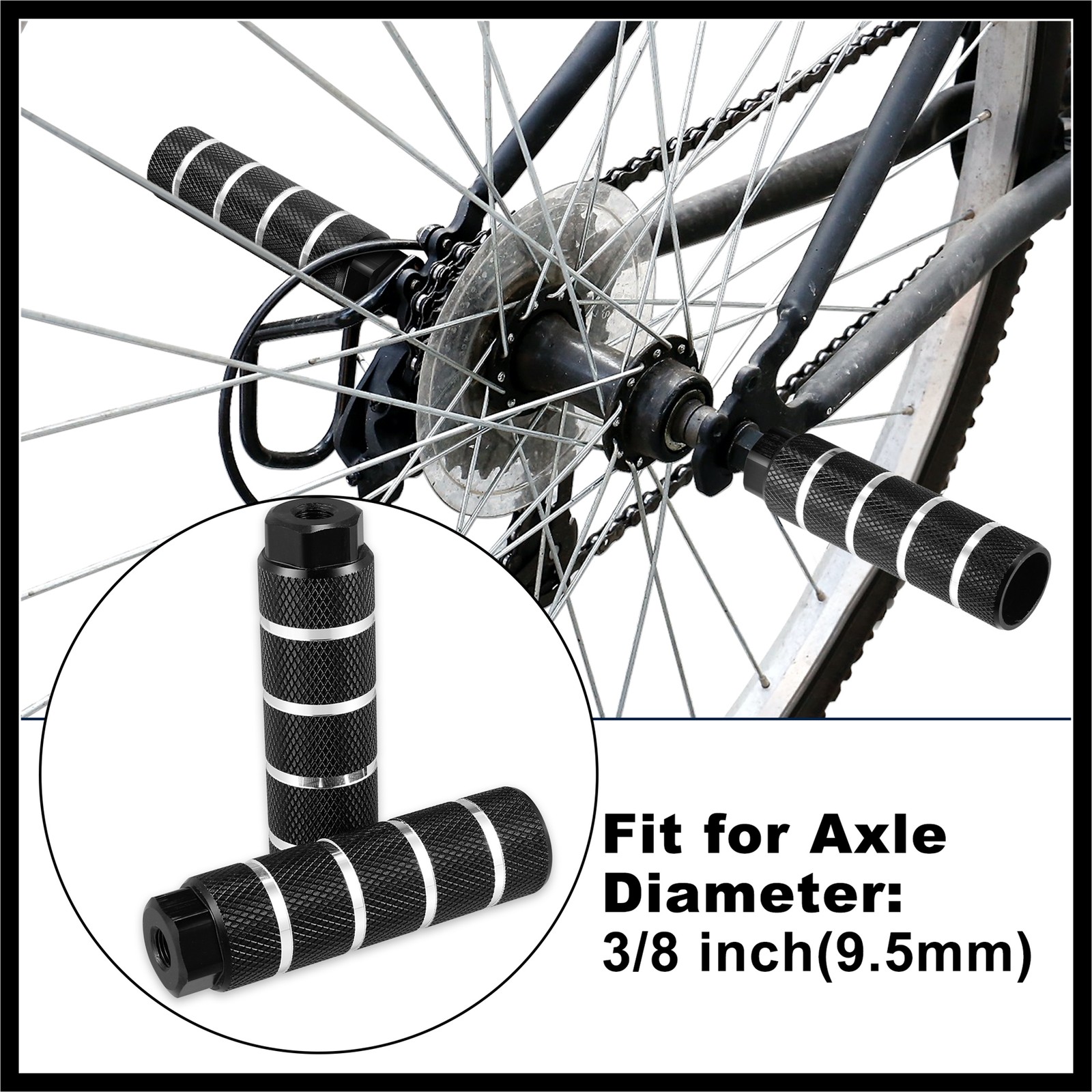 4 Pcs Aluminum Alloy Rear Foot Pegs for BMX MTB Bike Fit 3/8 inch Axles