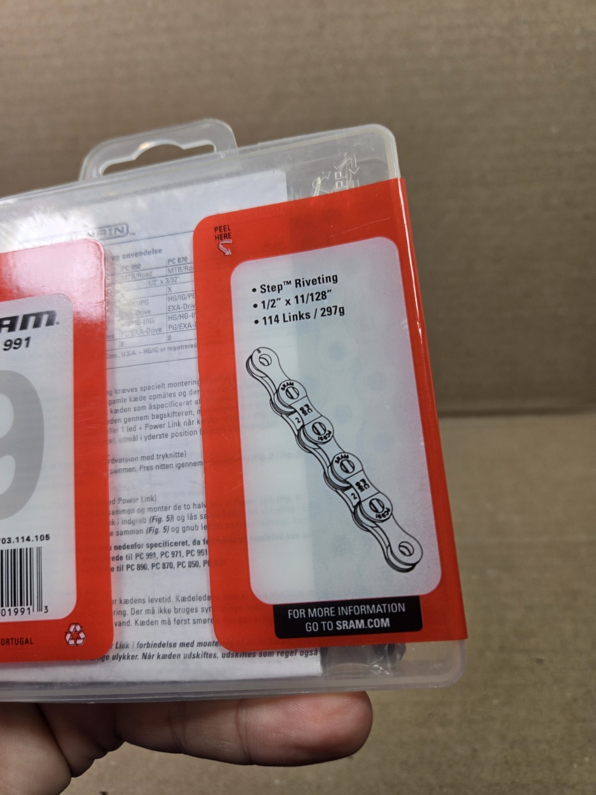 SRAM PC-991 Power Chain ii Step Riveting 1/2″x11/128″ 114 Links 297g Brand New