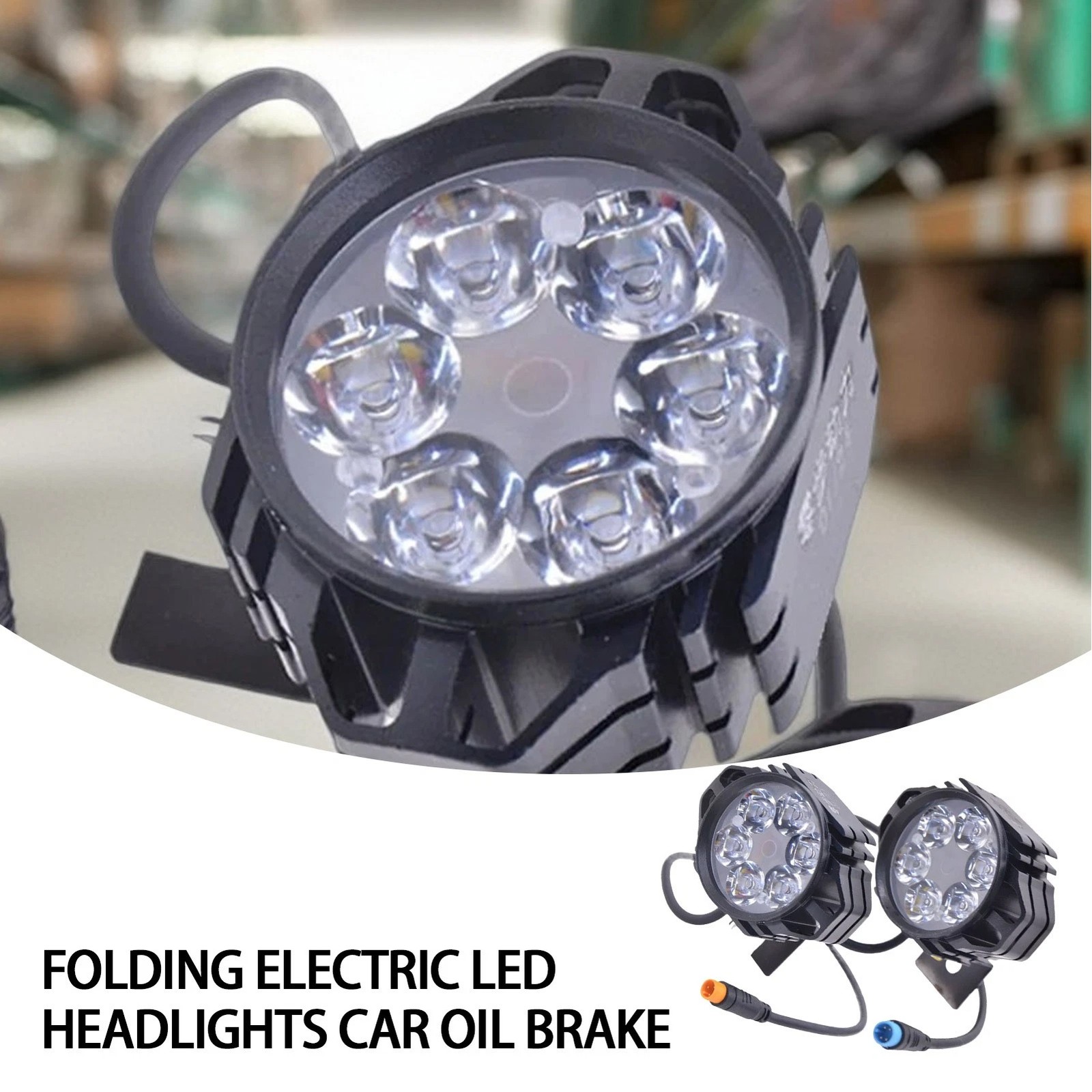 Electric Bike 6 LED Headlight 36V 48V 60V Front Light with Built-In Horn 3/4 Pin