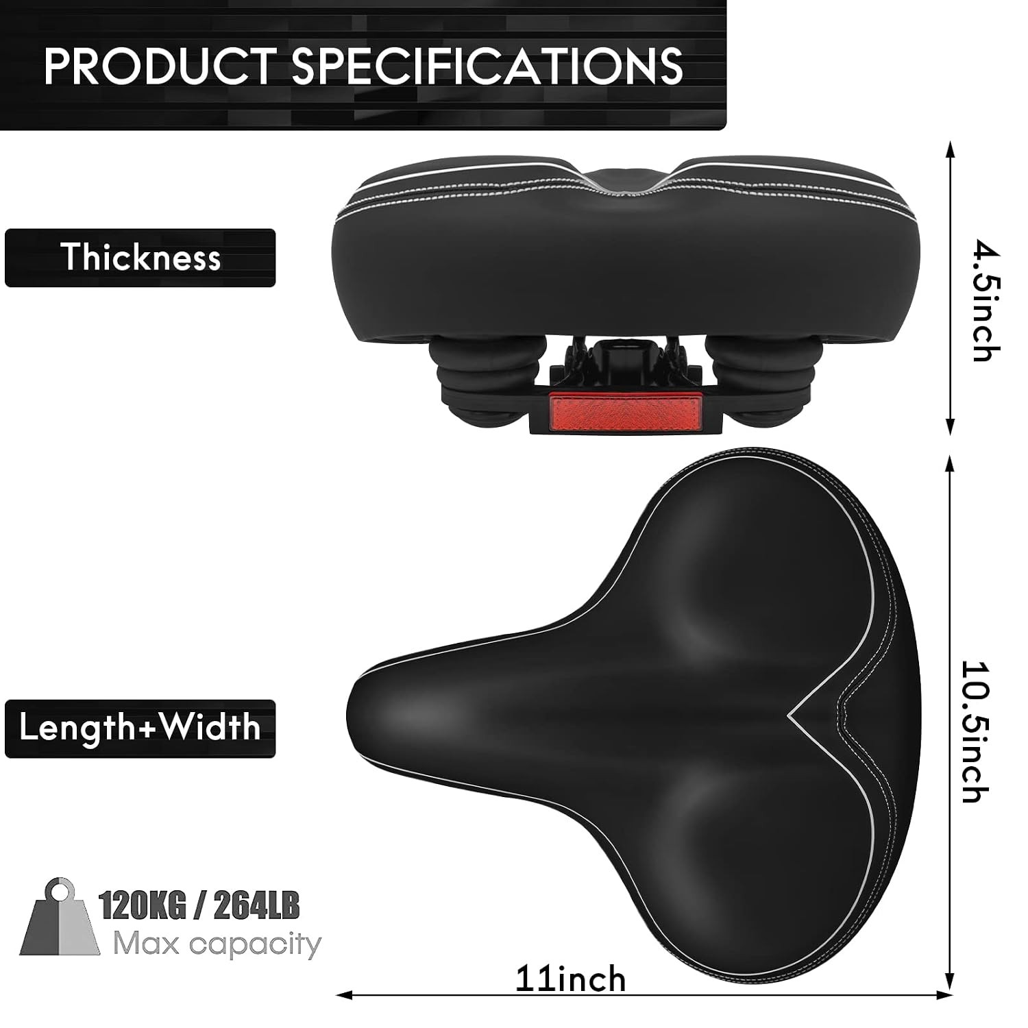 Wide Universal Waterproof Oversized Comfort Bike Seat for Women Men Cushioned