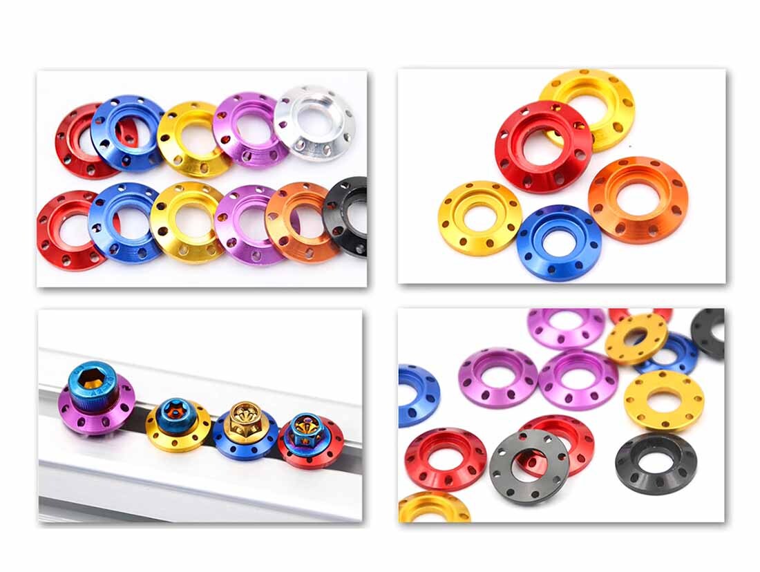 M6 M8 Aluminum Alloy Washer Pedal Titanium Drilled Spacer Gaskets for Motorcycle