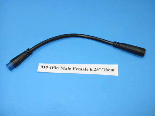 M8 4Pin Blue Waterproof Connector Male-Female 6″/15cm Extension Cable eBike