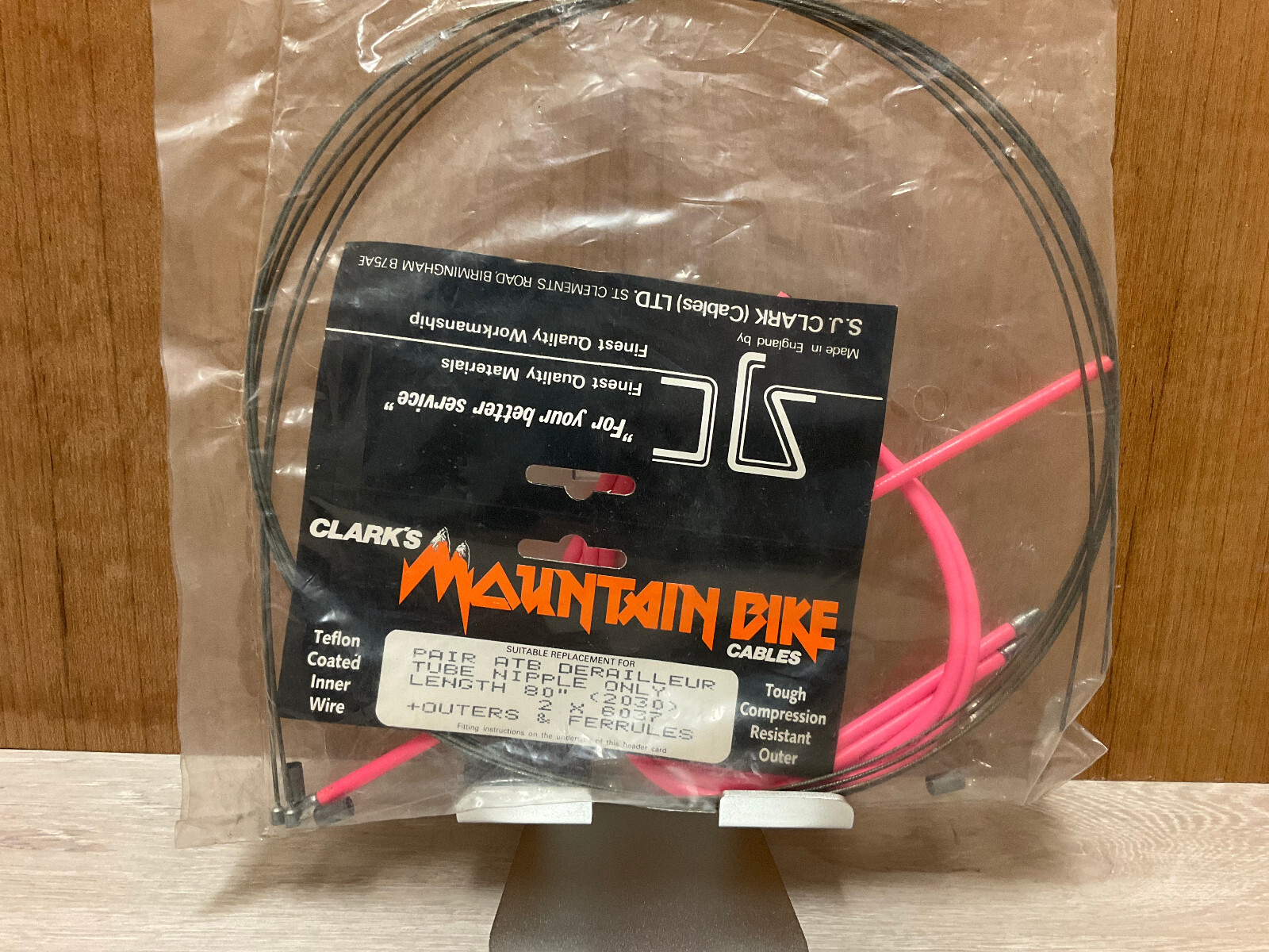 NOS Clark’s vintage MTB derailleur Teflon cable set shift cable old school pink #1