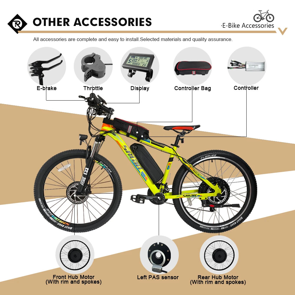 36V 48V 250W 350W 500W Mountain Electric Bike Brushless Front Wheel Hub Motor