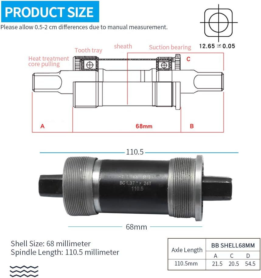 Square Taper JIS Bottom Bracket 68 X110Mm/123Mm/127Mm for Mountain Bike Repla…