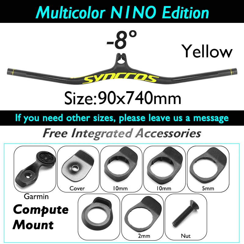 90*740mm Carbon Fiber Mountain Bike Integrated Handlebar -8/-17/ -25 Degree