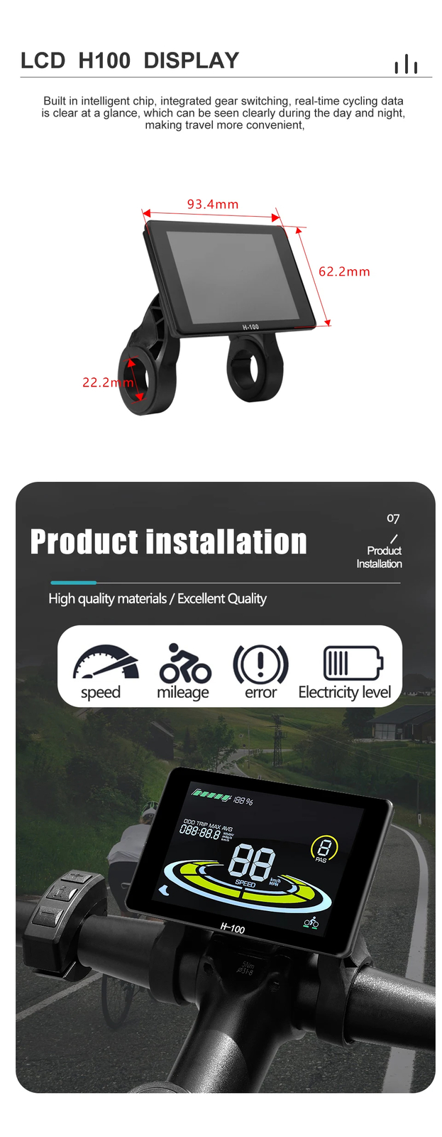 E-bike 3 Mode Controller Sine Wave Controlle 17A 26A 30A 40A with LCD Display