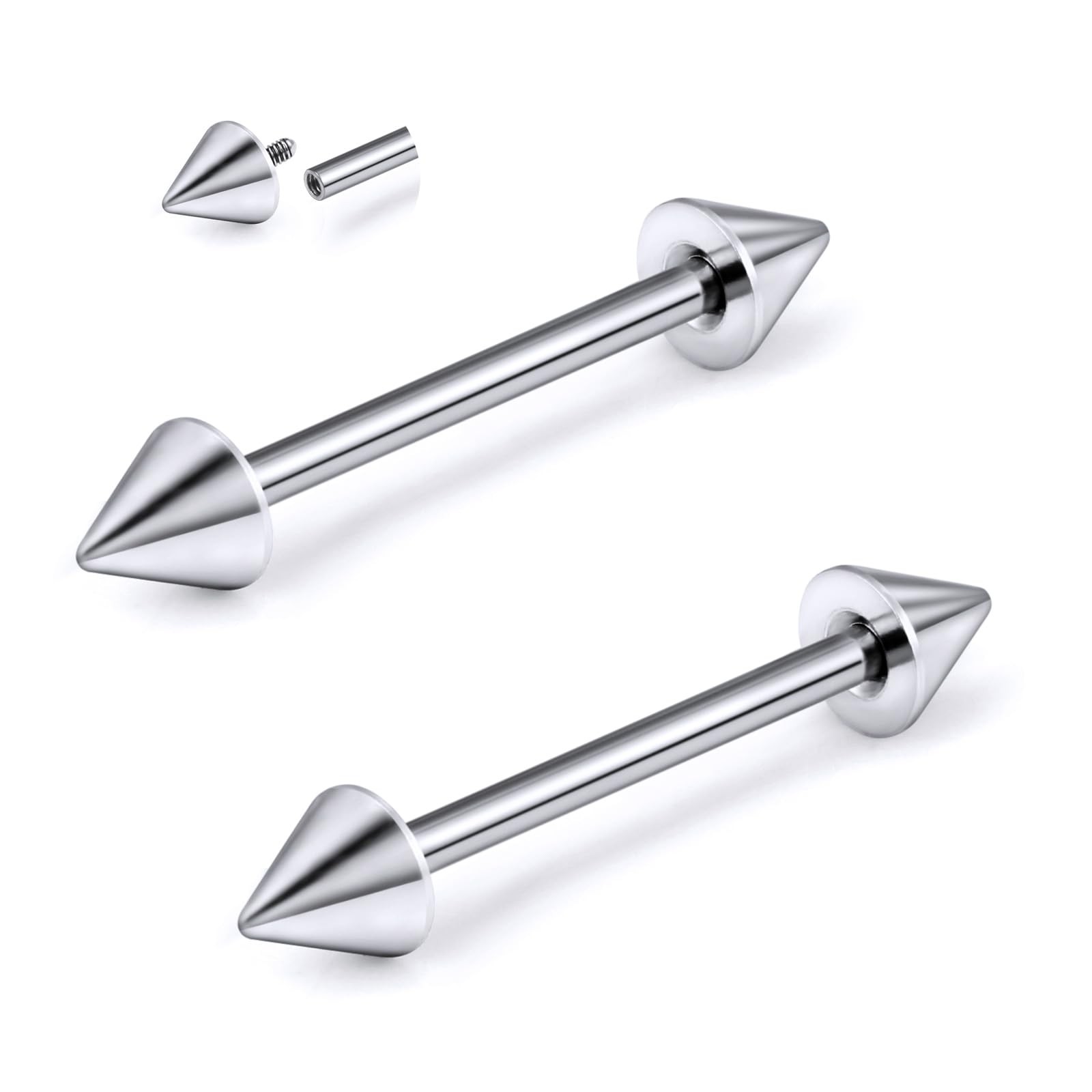 14G 16G Astm F136 Titanium Internally Threaded Spike Nipple Rings Bridge Pier…