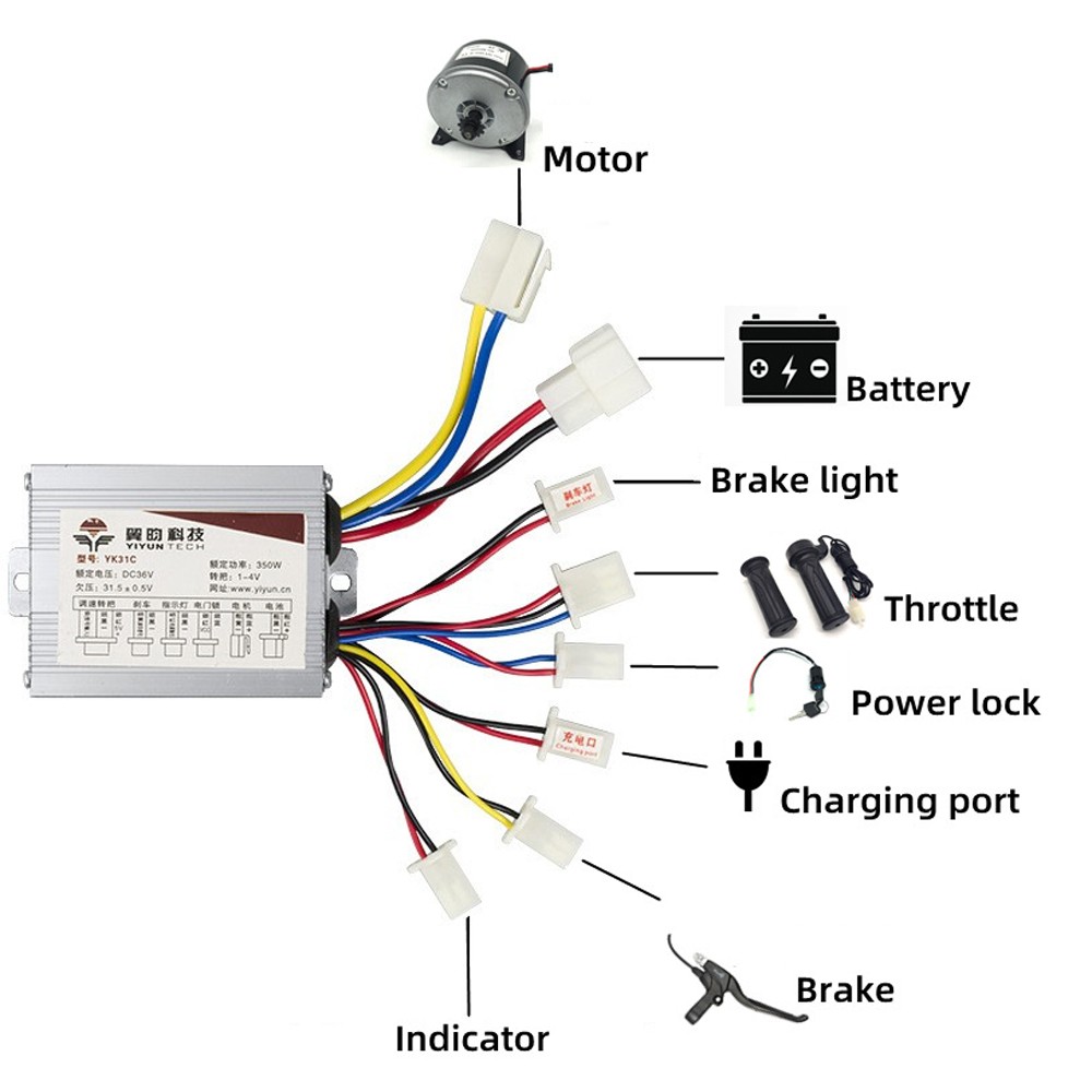24V/36V/48V Bicycle Electric Bike DC Brush Motor Controller 250W/350W/500W/800W