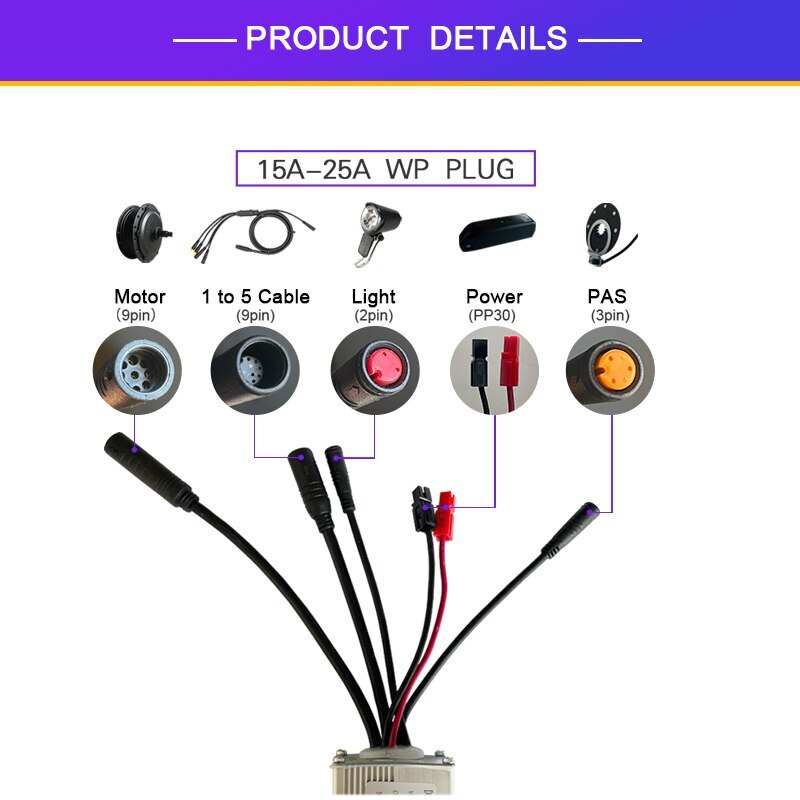 Sinewave Controller 15-60A E-bicycle Controller 250-3000W Brushless Hub Motor