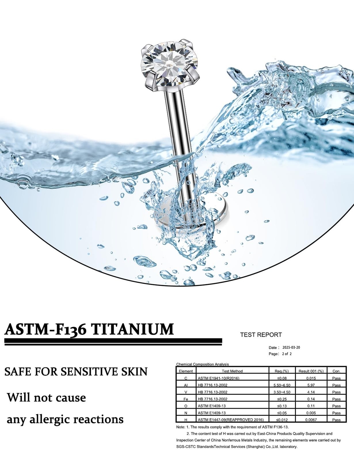 20G 18G 16G Threadless Flat Back Earrings Nose Rings Studs Astm F136 Titanium…