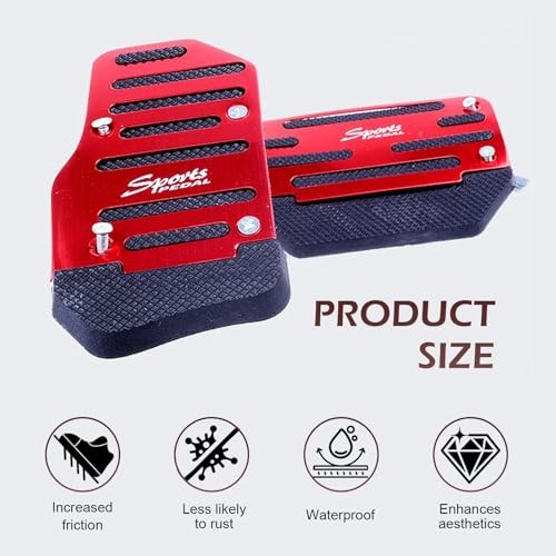 Non-Slip Pedal Pads Set, Aluminum Alloy Gas Pedal, Automatic 2 PCS Red