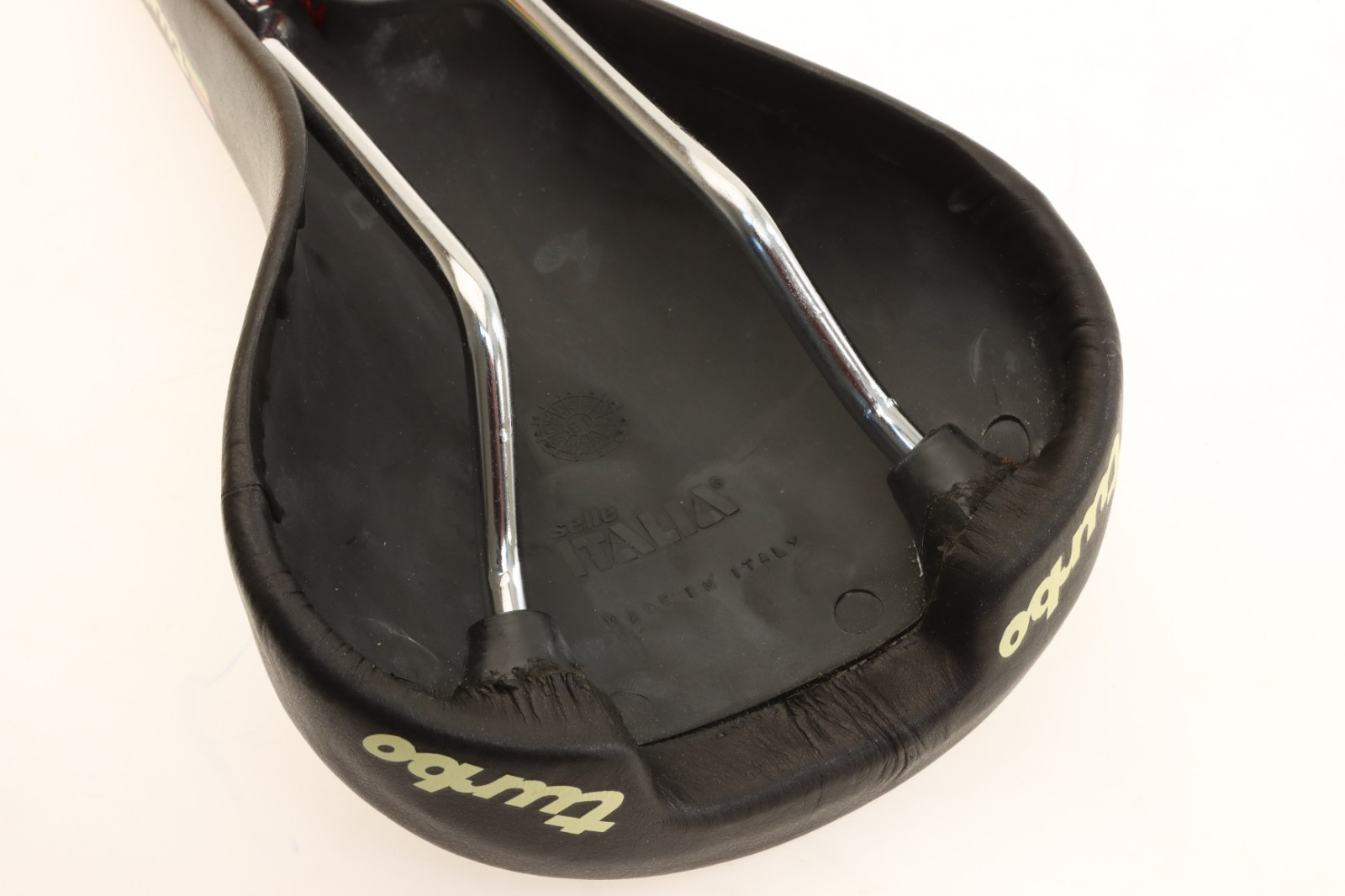 Selle Italia Turbo Leather Saddle Black w/ WC STRIPES 90s Steel NEW in Box NOS