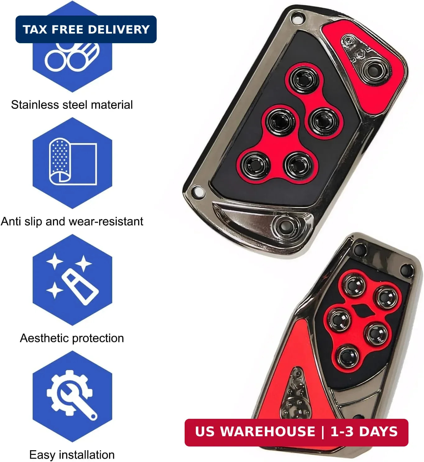 2 PCS Car Pedal Covers, Automotive Brake and Accelerator Pedal Pad, Anti-slip No