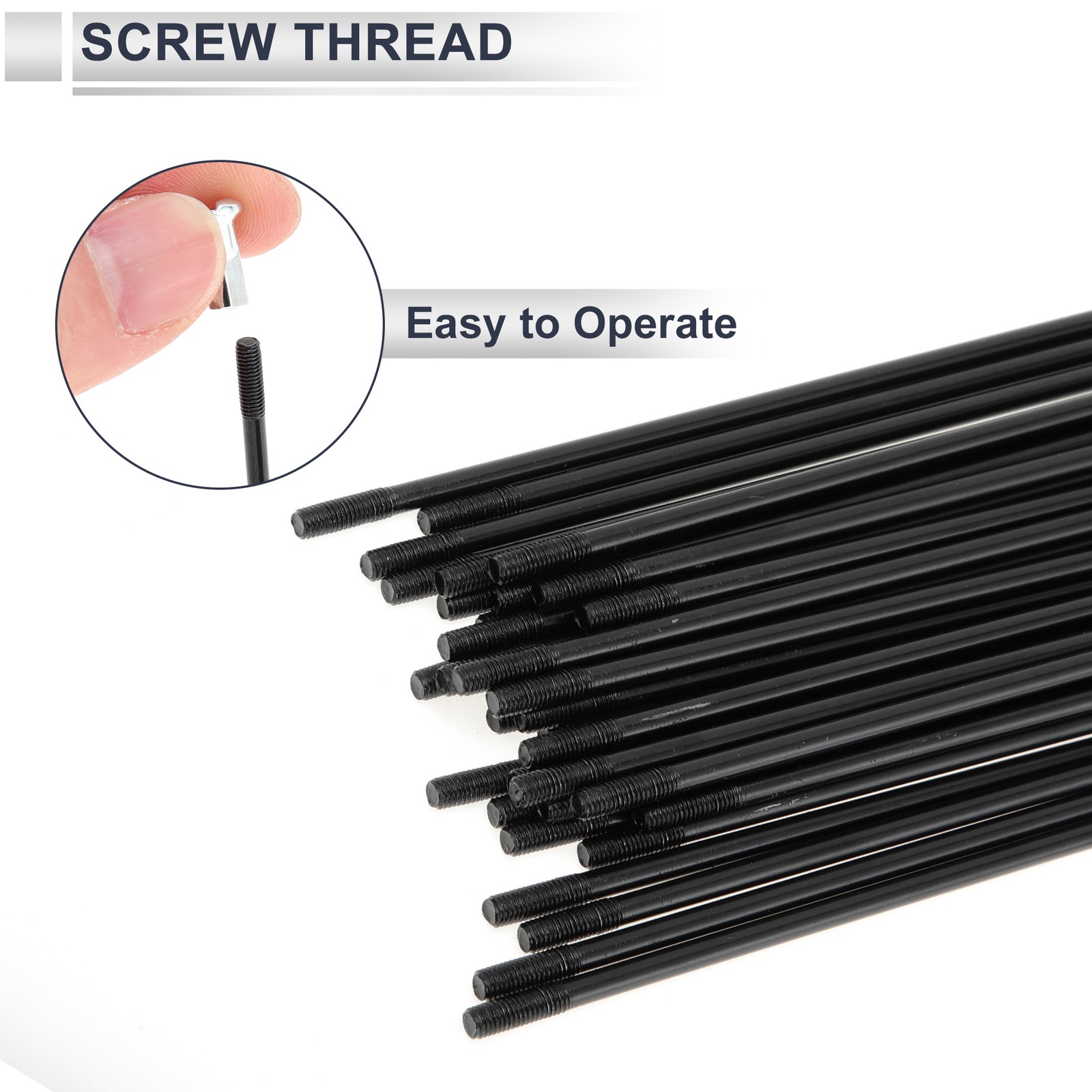 1 Set 12G 97mm Length Bicycle Spokes Nipple Carbon Steel Black Universal