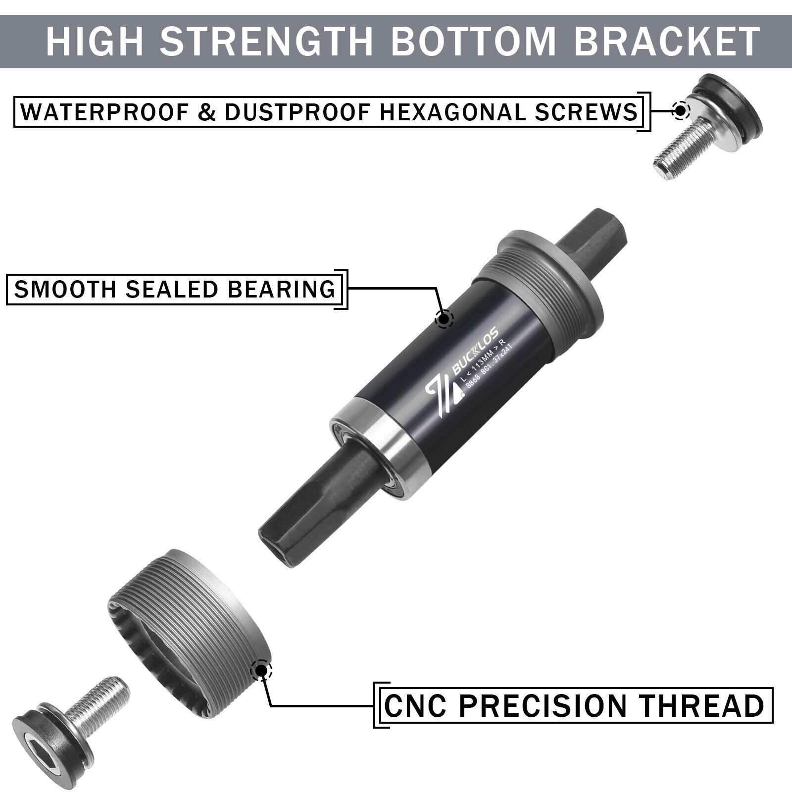 Mountain Bike Sealed Bearings Square Taper Bottom Bracket BB68 For Shimano MTB