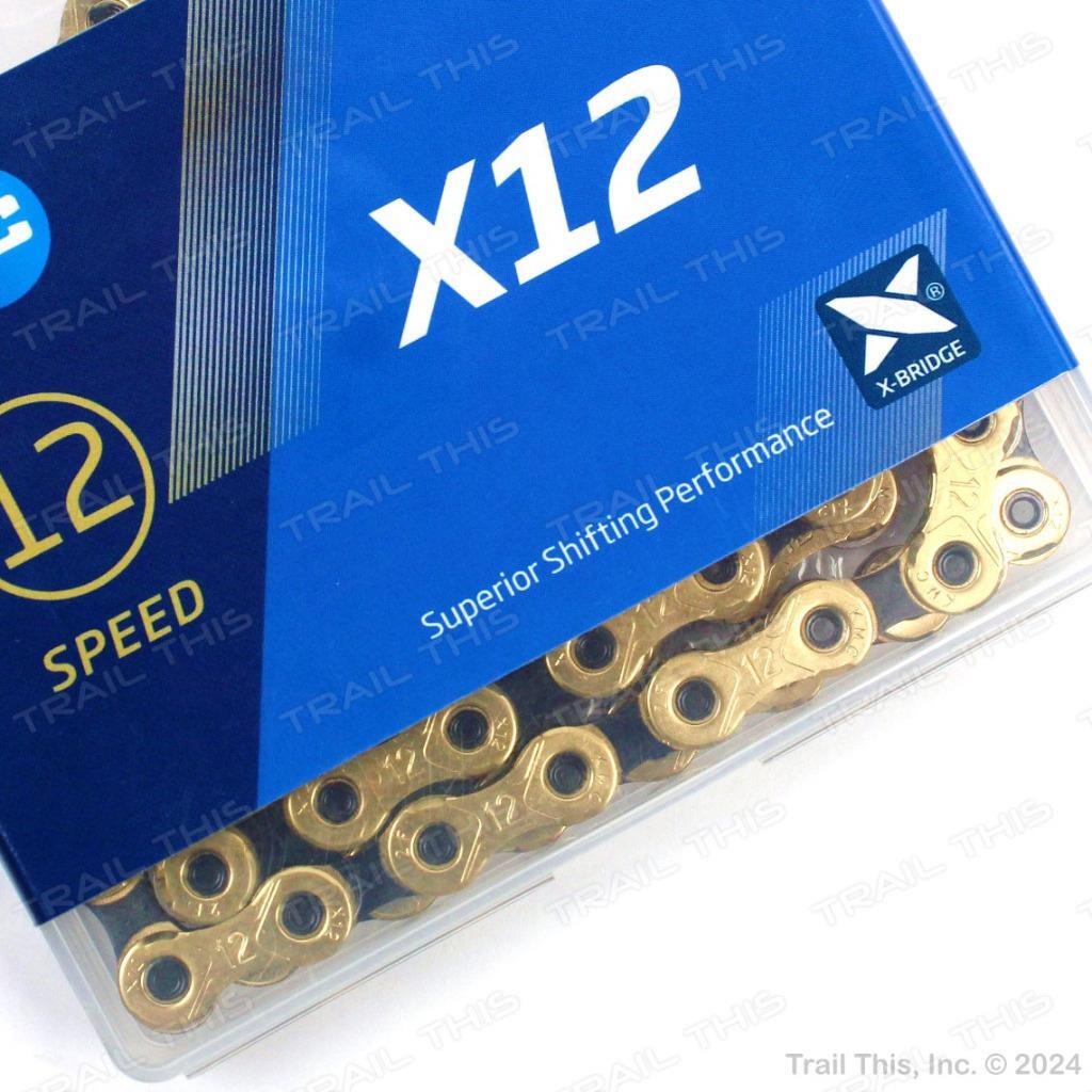 KMC X12 12-Speed 126L Ti Nitride Gold / Black Bike Chain fits SRAM Shimano