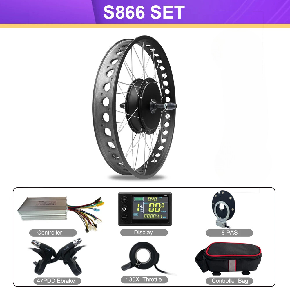 48V 1000W 1500W Snow Electric Bicycle Fat Tire Rear Rotate Hub Motor 20/24/26”
