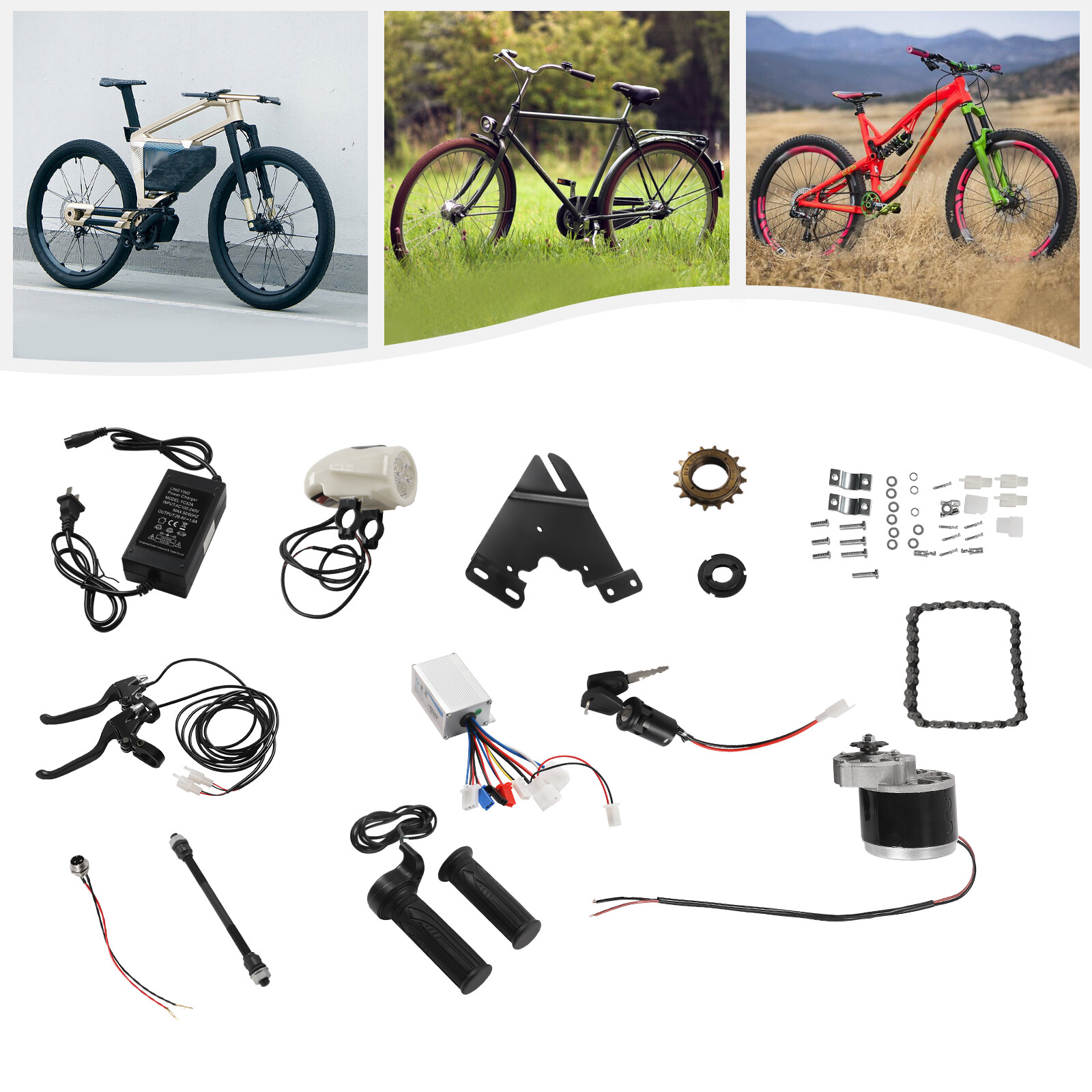 24V 250W Electric Bicycle Conversion Kit E-Bike Cycling Brush Motor & Controller