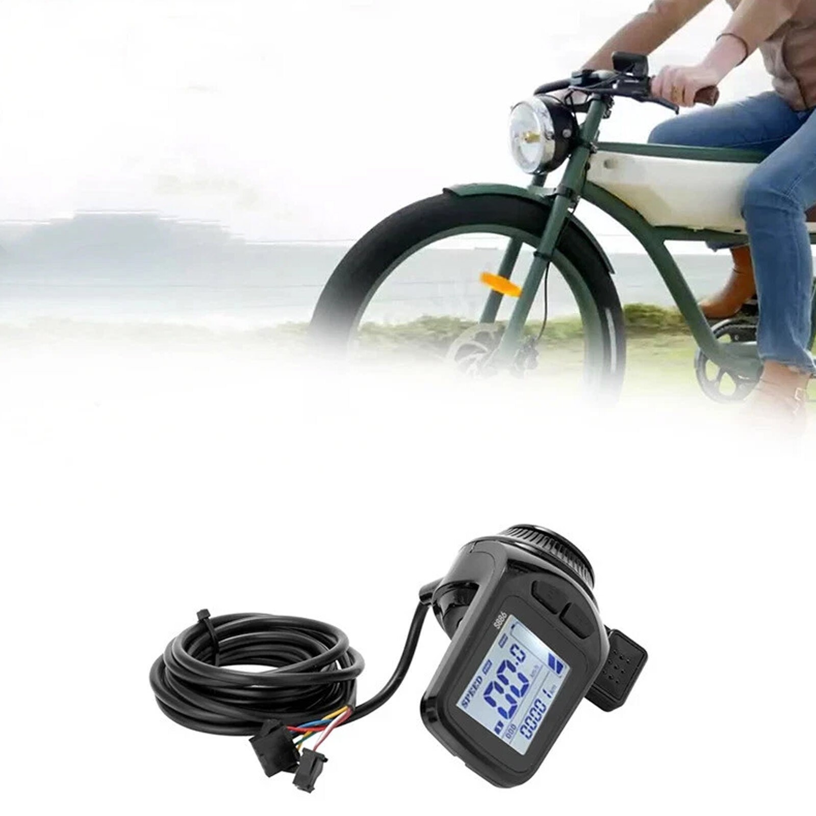 24V 36V 48V S886 E-Bike 2 in 1 LCD Speed Meter Thumb Power Throttle Display