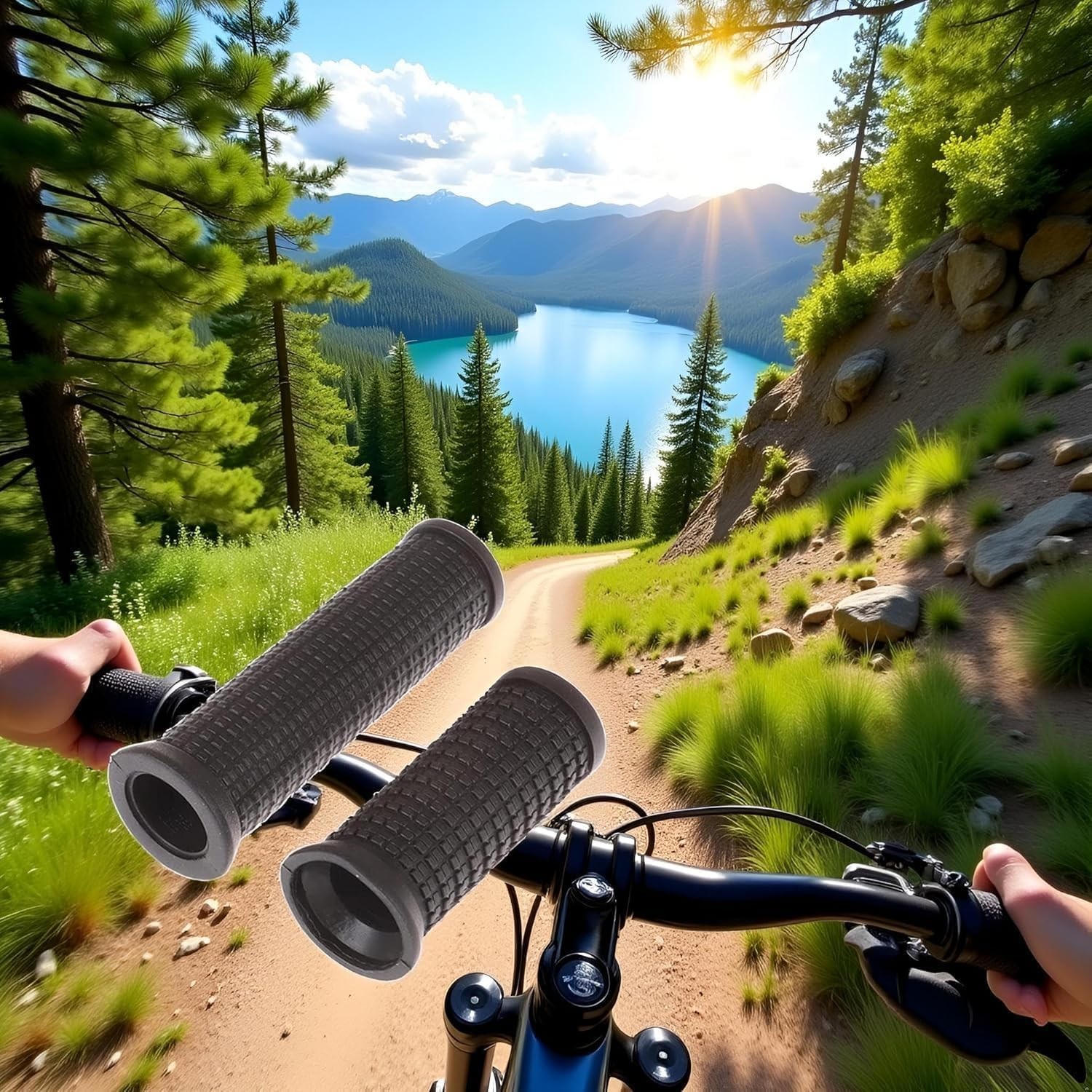 2Pcs Black Bike Long Short Handlebar Grips For Twist Shifter Handle Bar