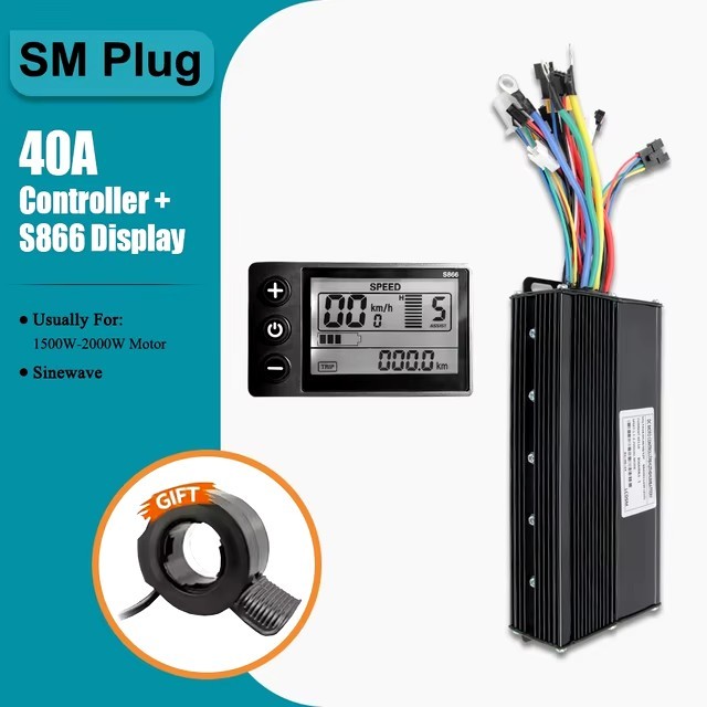 E-bike Three-Mode Sine Wave Controller 24V-48V 17/26/30/40A with LCD Display Set