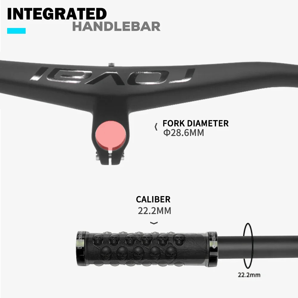 UD Matte Carbon Integrated MTB Bicycle Handlebars Cockpit 0 Degree with Stems