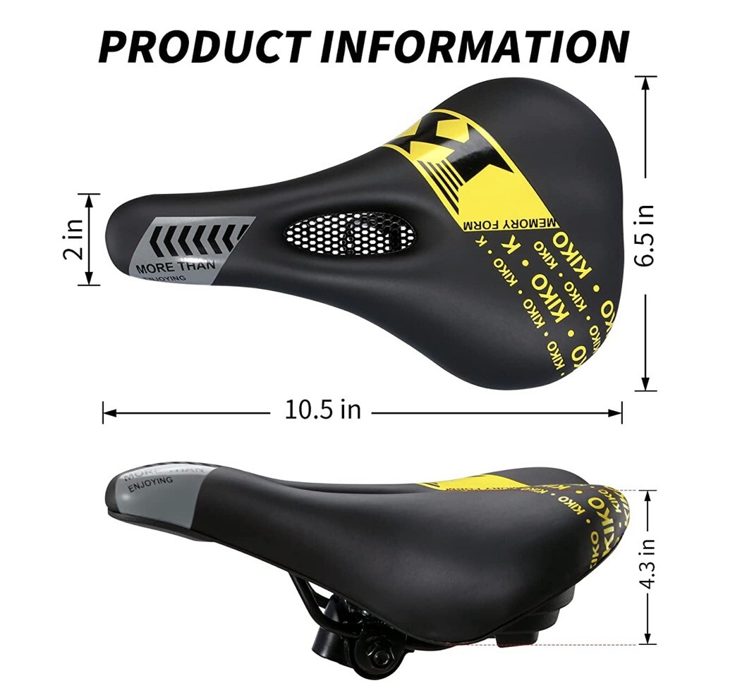 KIKO KS 004 Bike Seat Cushion Soft Padded with Dual Shock Saddle, Black/Green