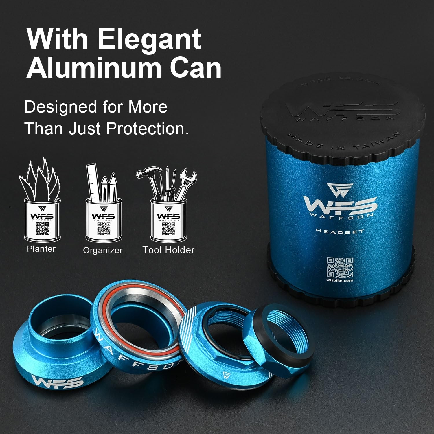 1 Inch Threaded Bike Headset CNC Alloy External Bearing Component Part Blue