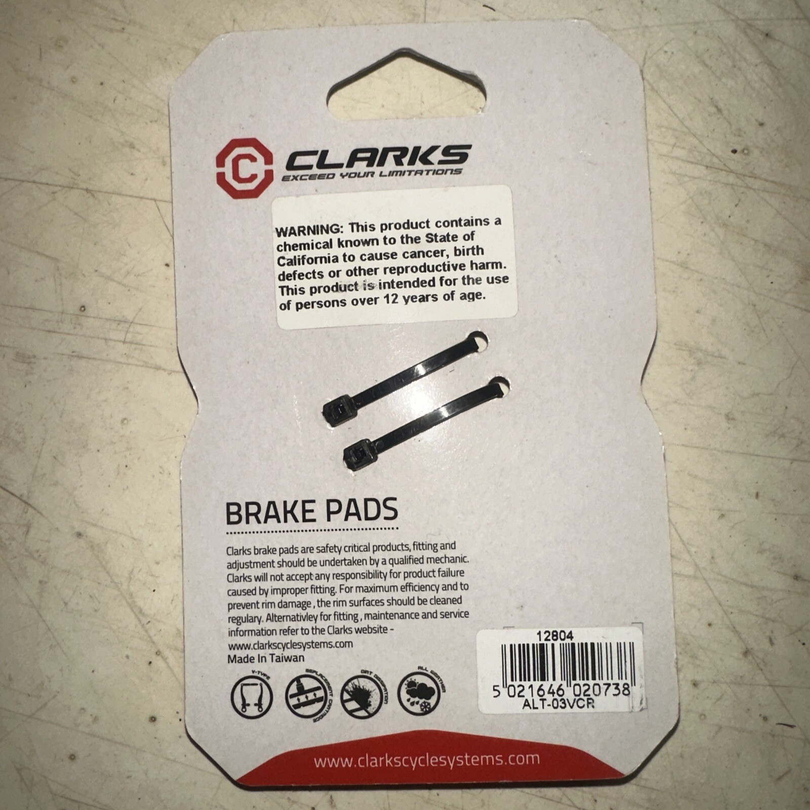 Clarks Brake Pads MTB/V Hybrid ALT-03VCR Anti-lock Gray Black Replacement Bike