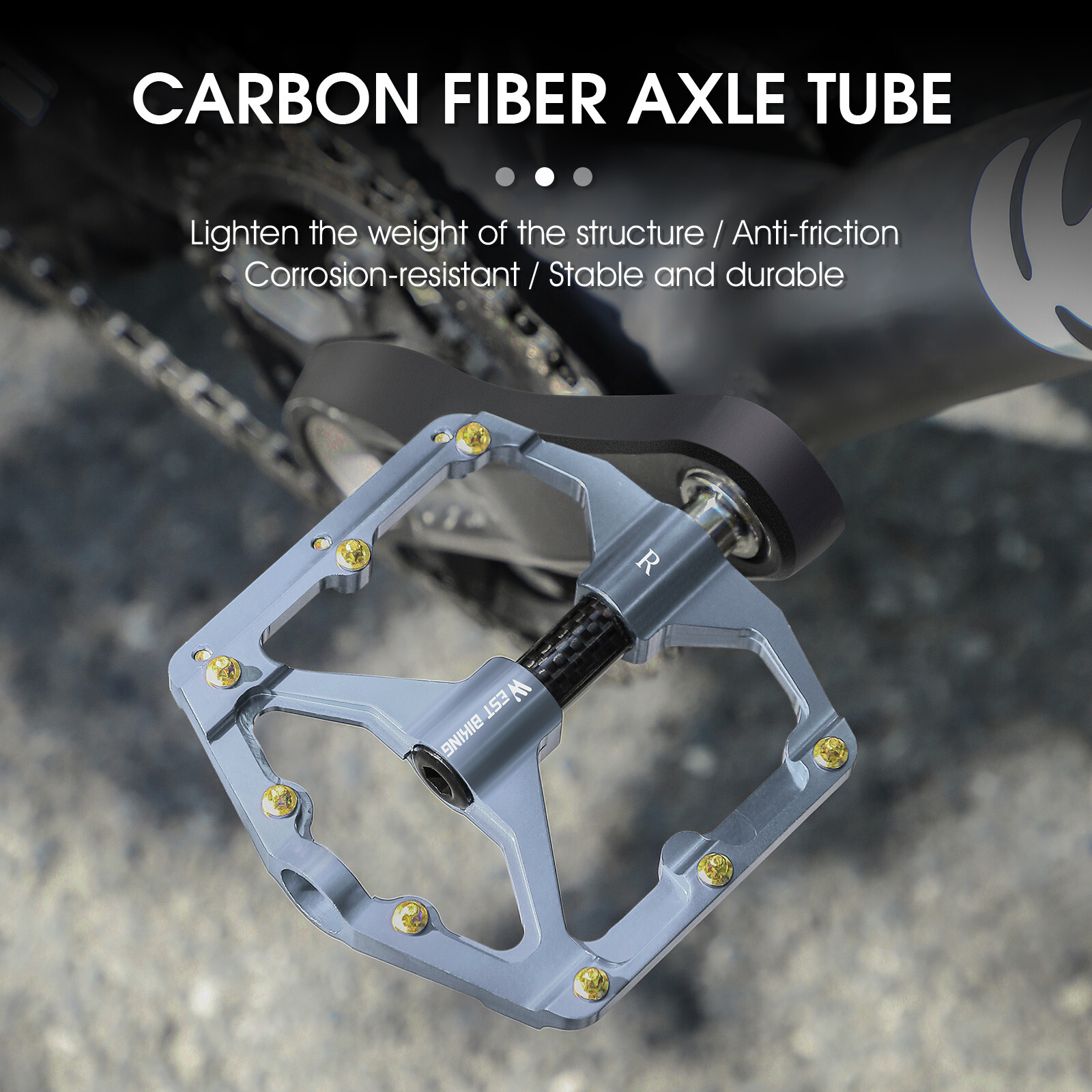 WEST BIKING Carbon Fiber Axle 3 Bearings MTB Road Bike Bicycle Pedals Titanium