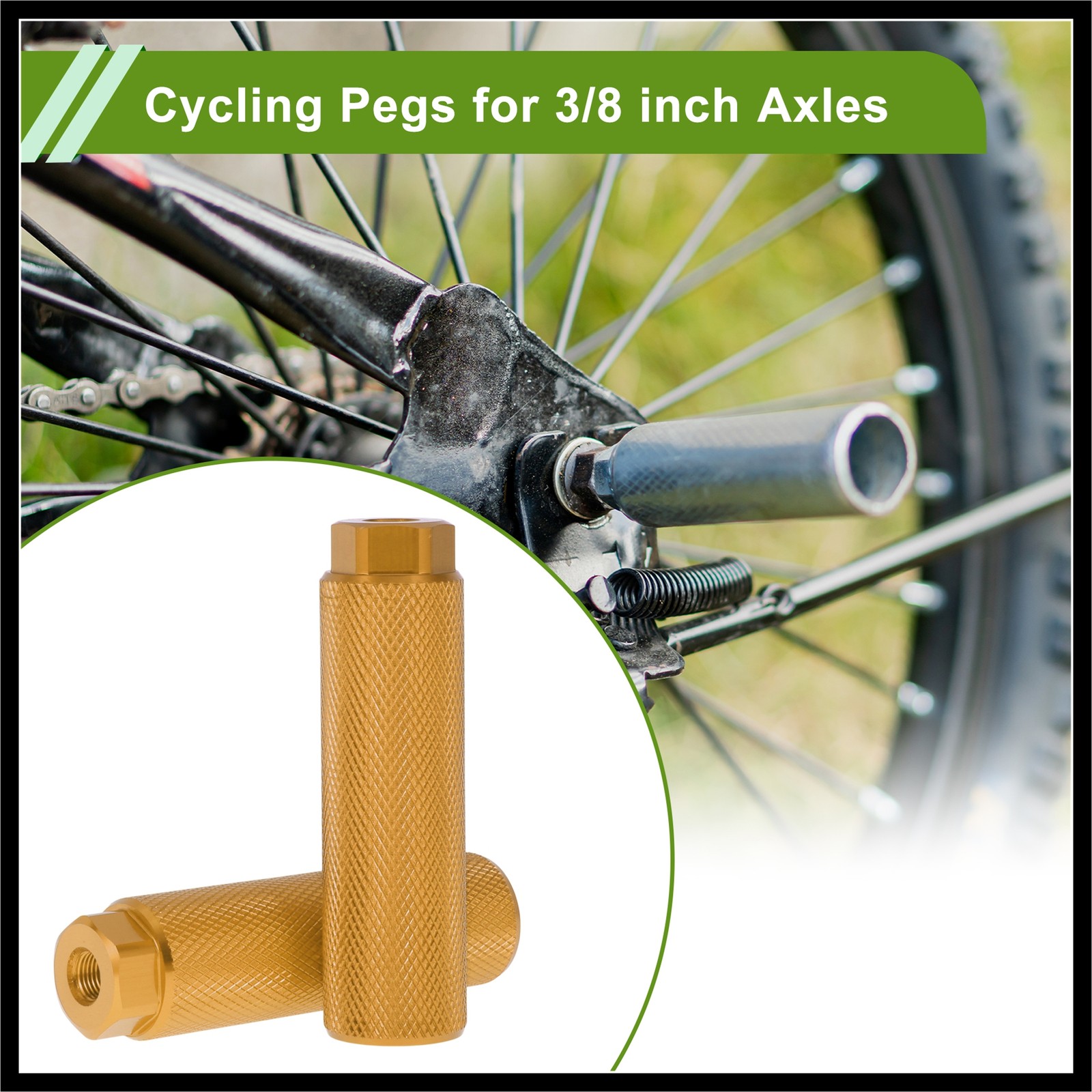 4Pcs Bike Pegs 100mm Bicycle Backseats Stands Cycling Foot Pegs Gold Tone