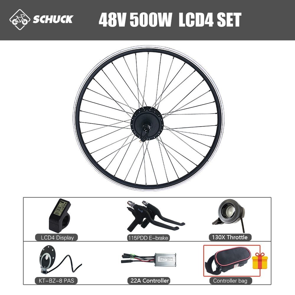 36V 48V 500W Rear Cassette Hub Motor Conversion Kit with Controller Display PAS