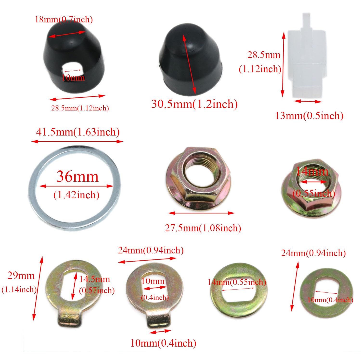 Electric Bicycle Wheel Lock Nuts M14 E-Bike Hub Motor Axle Mounting Screw Set