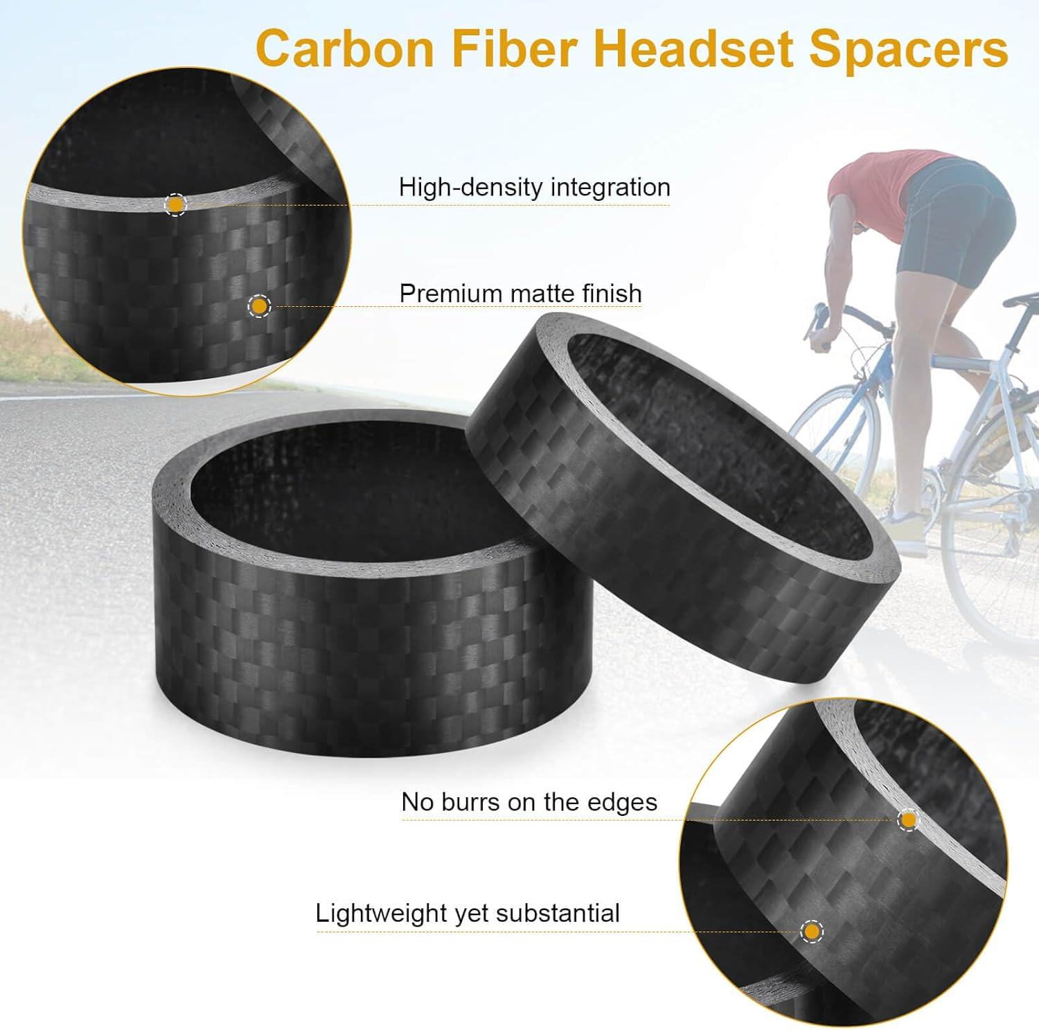 11PCS Bike Carbon Fiber Headset Spacers MTB Road Bicycle Stem Handlebar Spacer