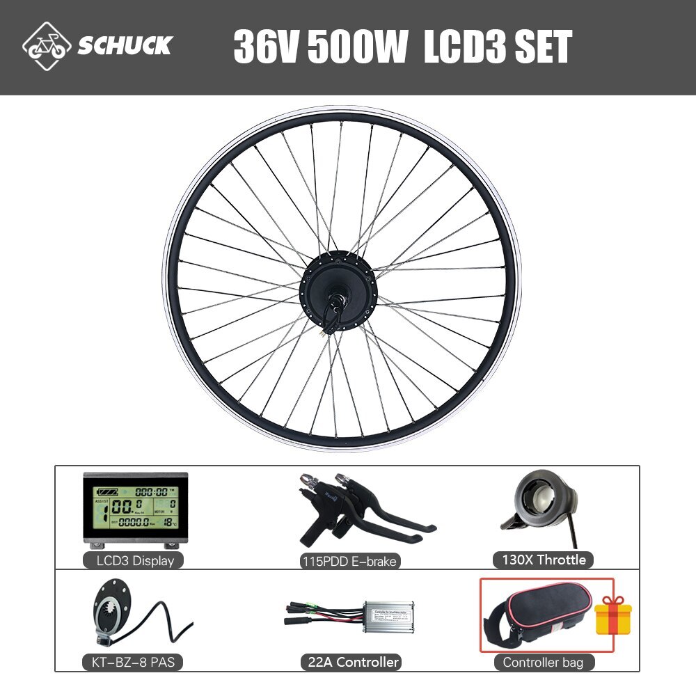 36V 48V 500W Rear Cassette Hub Motor Conversion Kit with Controller Display PAS