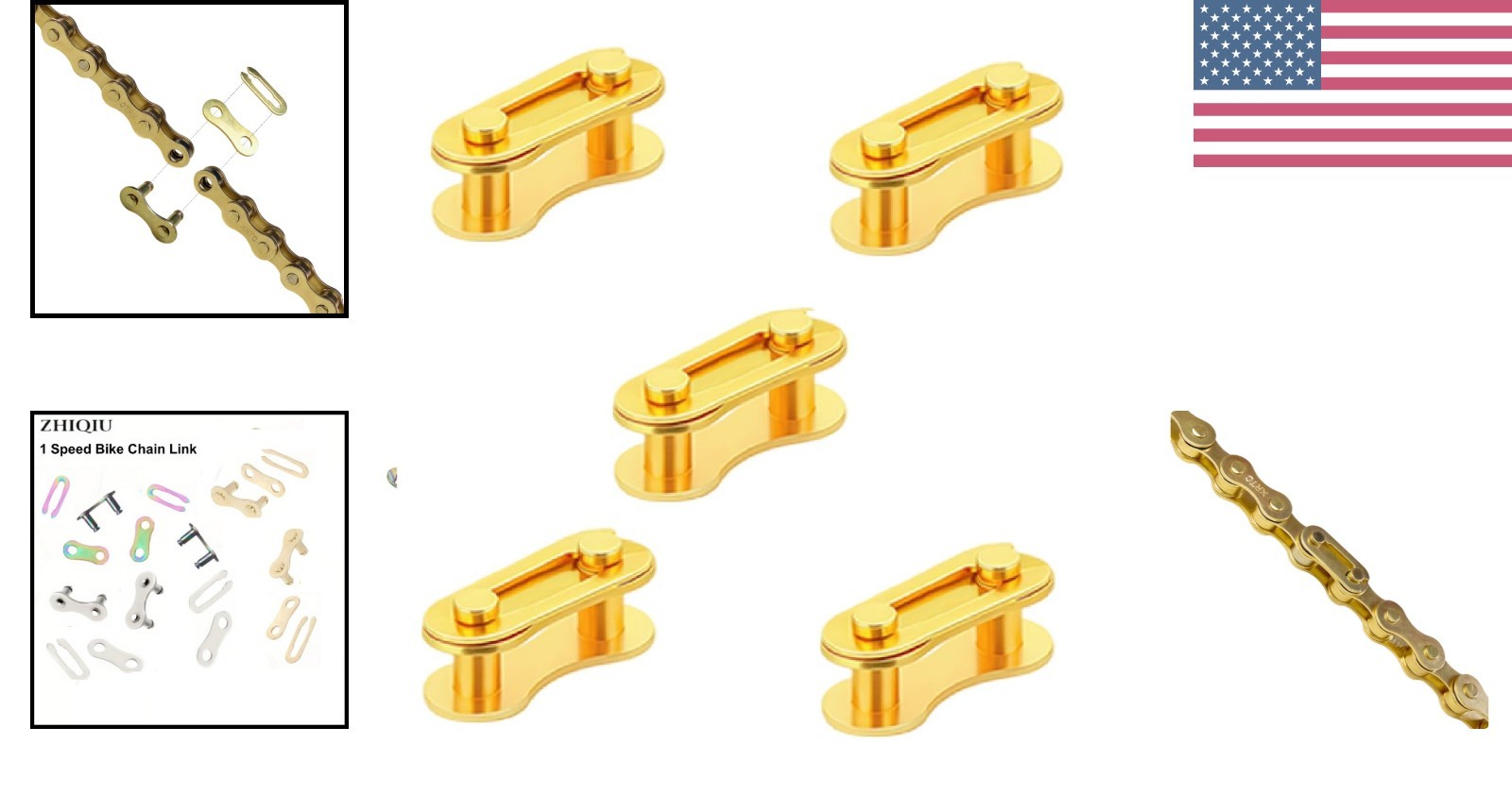 Durable Bike Chain Quick Missing Links – 5 Pairs in Silver, Gold & Rainbow