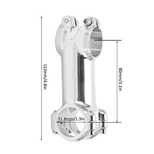 Stem, Silver Road Stem Handlebar Stem for 31.8x80mm for 28.6mm Front Fork