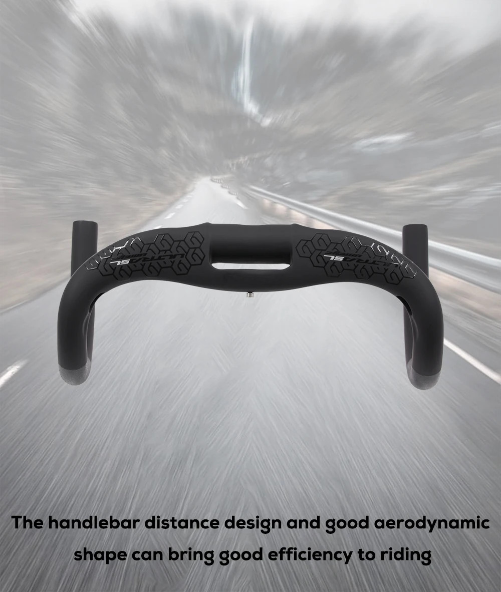 Road Bicycle Carbon Cockpit Handlebar Matt Black Internal Wiring 300mm-360mm